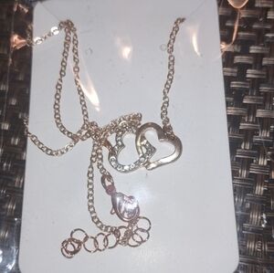 Gold Heart Pendant Necklace with Crystals